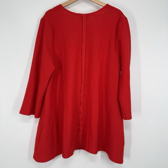 Joseph Ribkoff Womens Red Textured Knit Tunic Top Size 12 Artsy Lagenlook - Picture 5 of 8